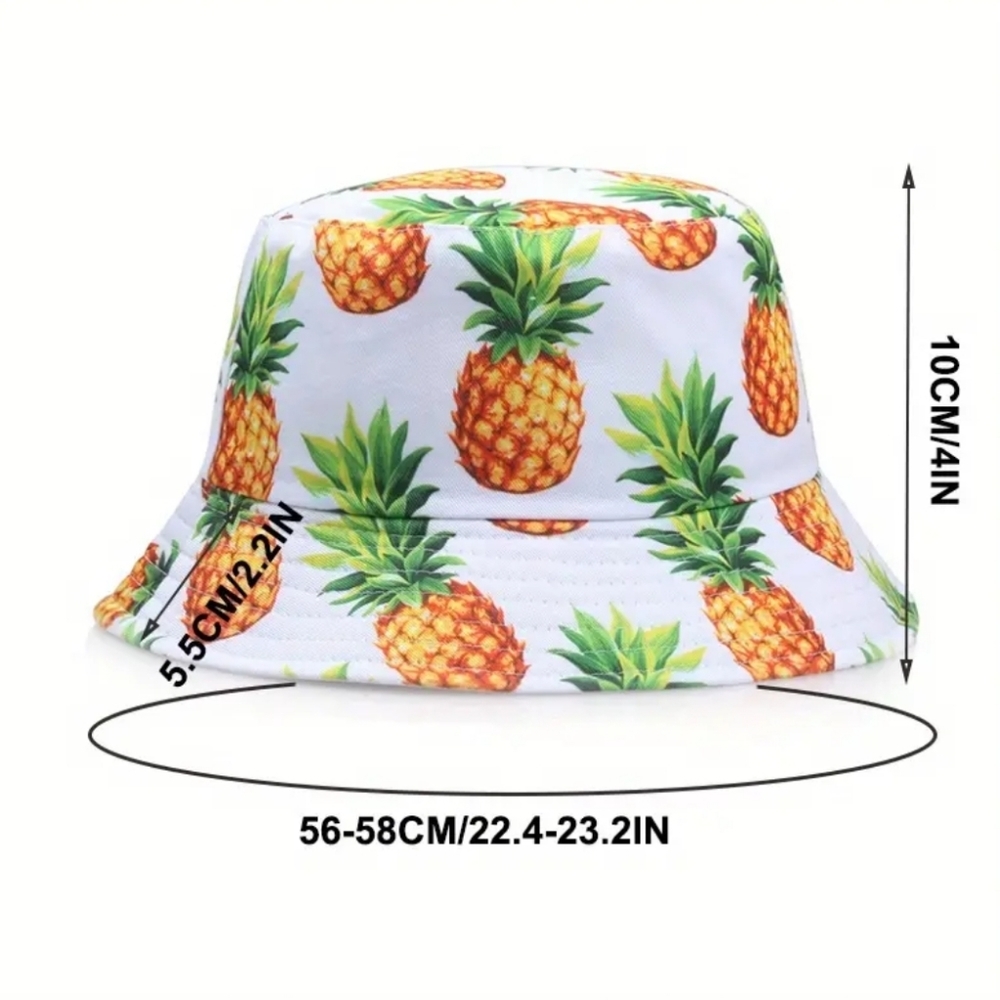 Restocked! NEW! Packable & Reversible Pineapple Bucket hat - Picture 3 of 10